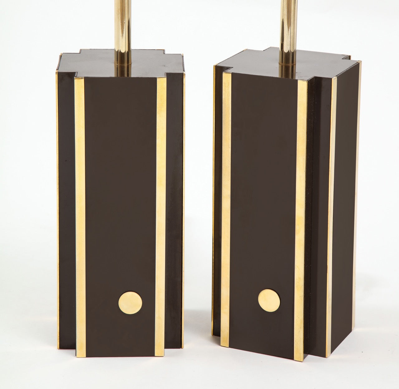 1970s Deep Brown Laminate Table Lamps, France