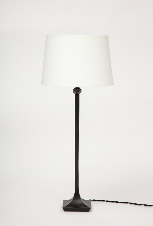 Signed Solid Bronze Table Lamp by R. Peduzzi, France, 1980's