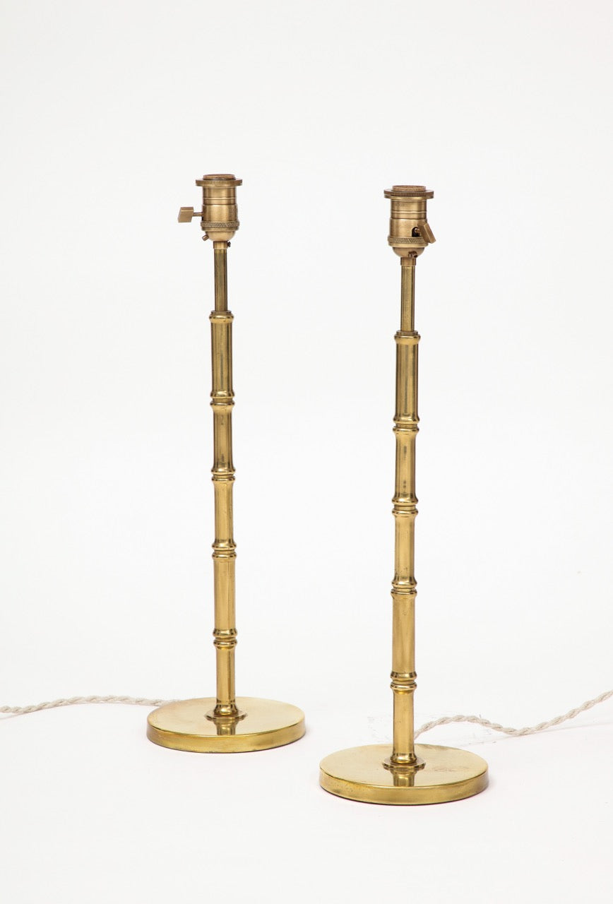 Pair of French Baguès-Style Brass Table Lamps, 1960s