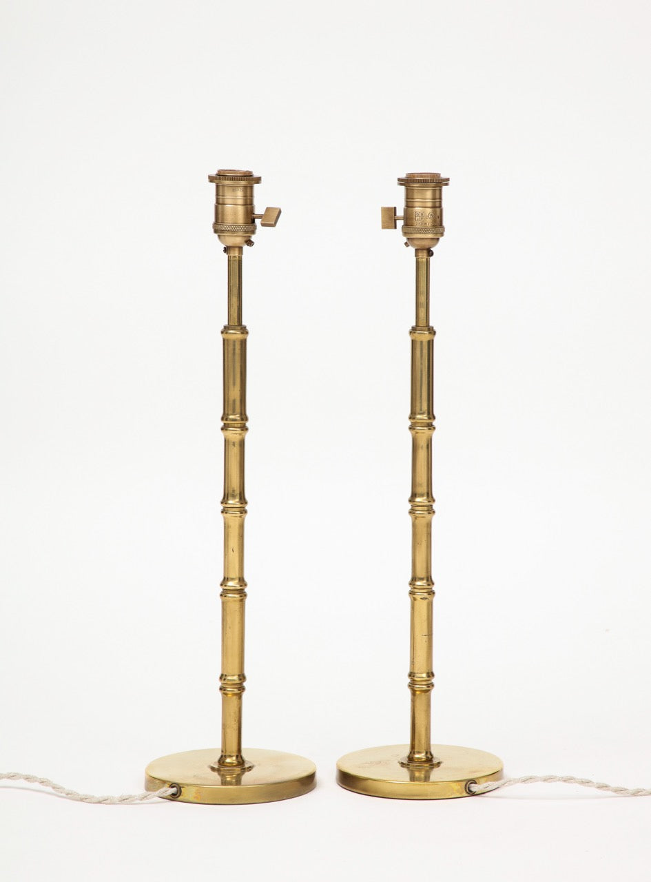 Pair of French Baguès-Style Brass Table Lamps, 1960s