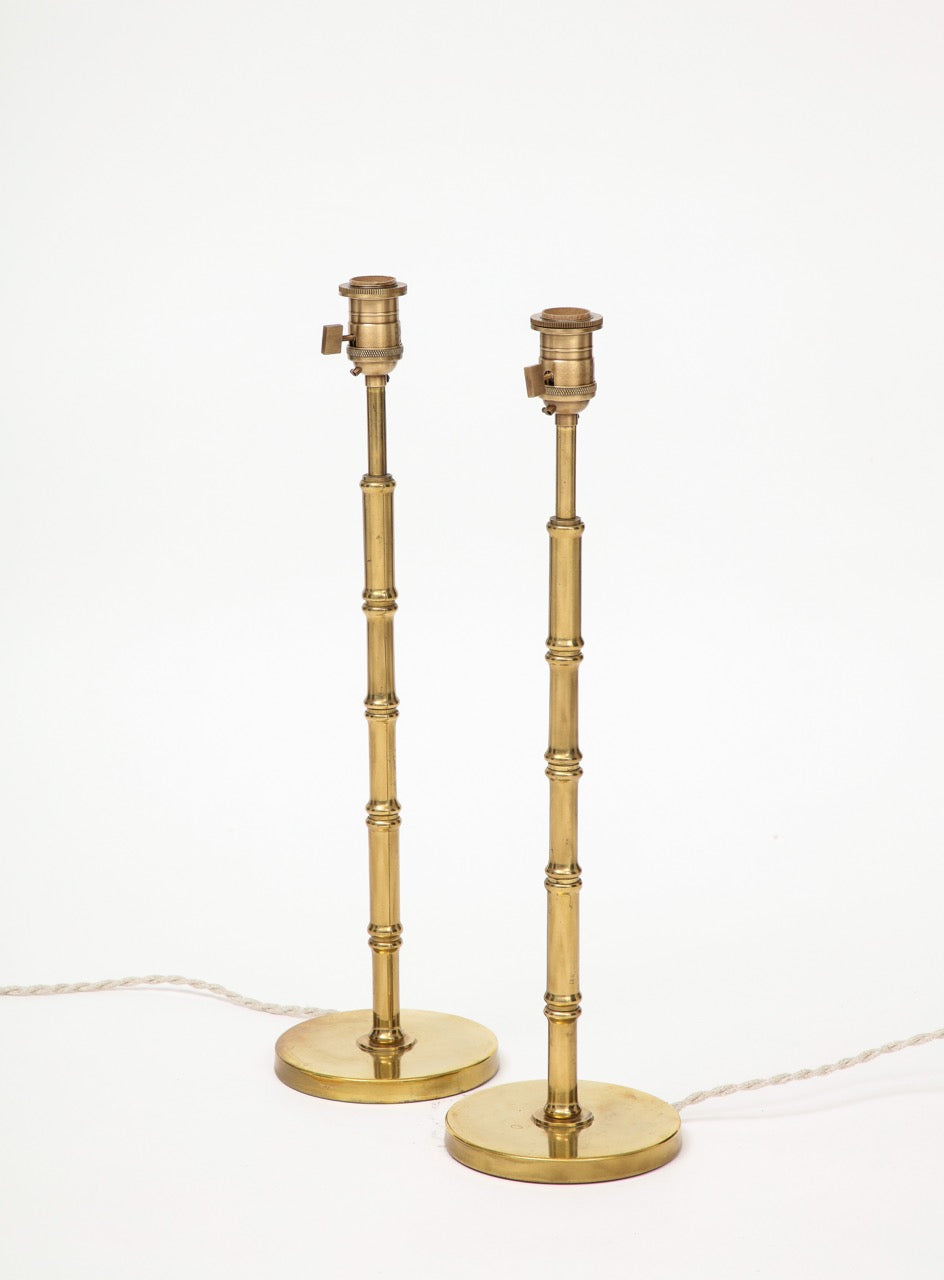 Pair of French Baguès-Style Brass Table Lamps, 1960s