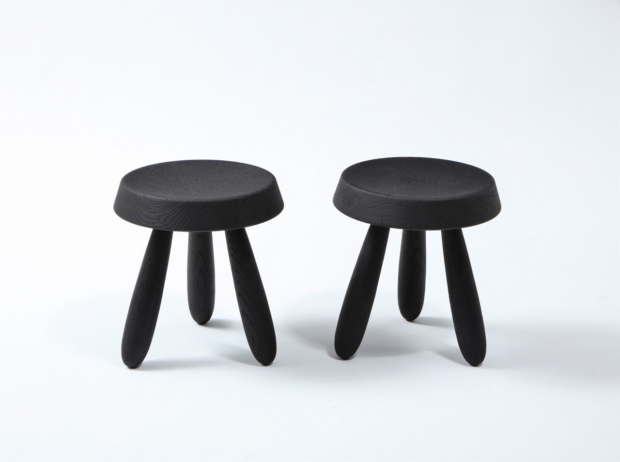 Deep Charcoal Burnt Oak Tripod Stool by Douglas Mont for Facto Atelier Paris