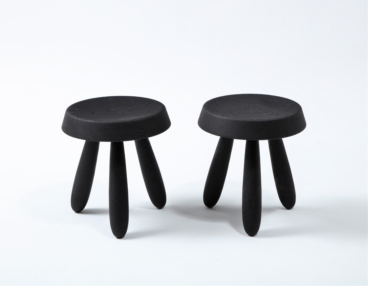 Deep Charcoal Burnt Oak Tripod Stool by Douglas Mont for Facto Atelier Paris