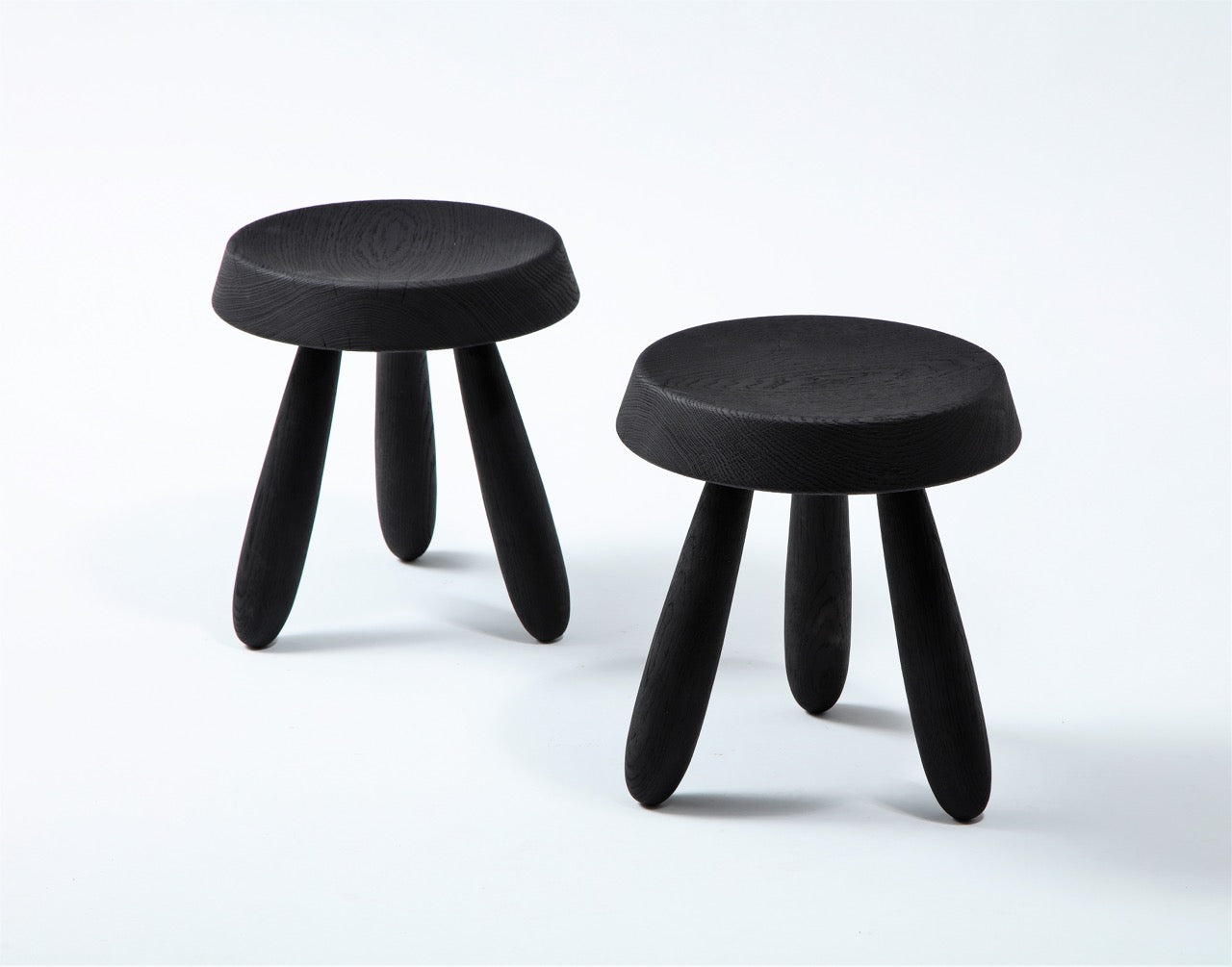 Deep Charcoal Burnt Oak Tripod Stool by Douglas Mont for Facto Atelier Paris