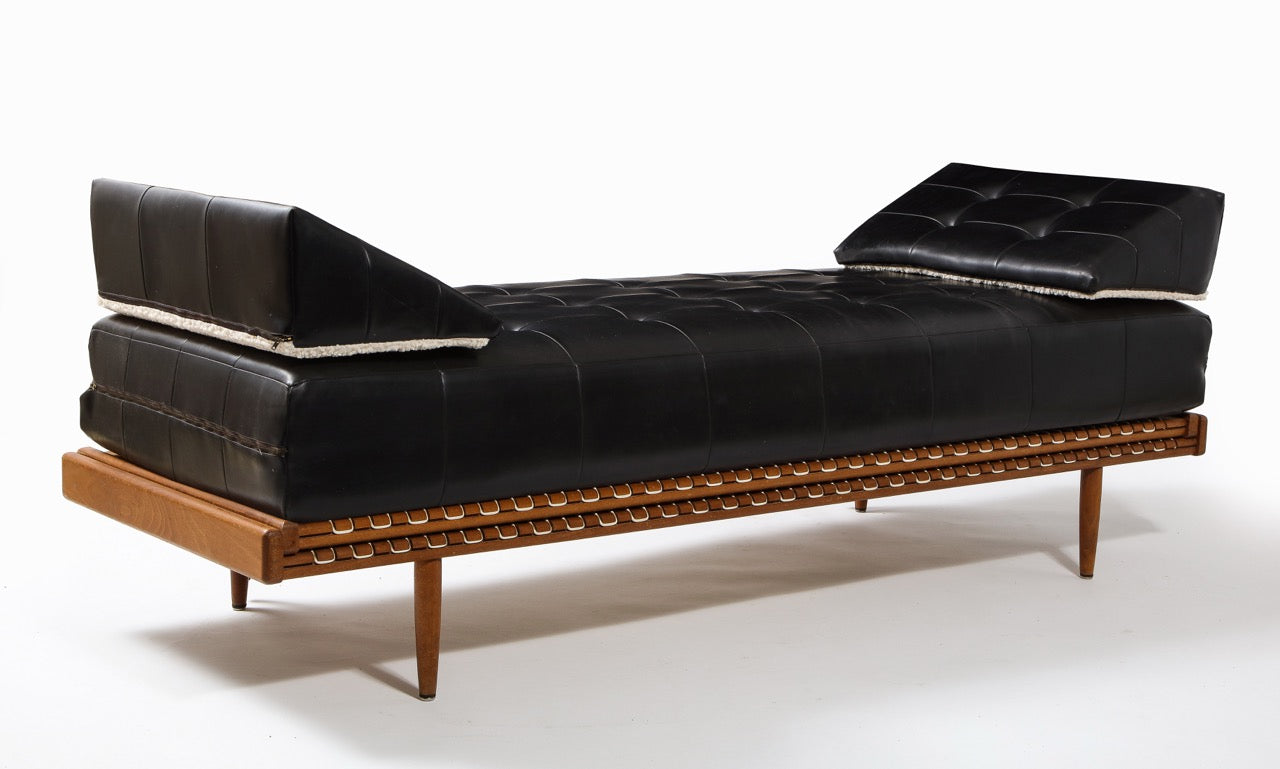 Beech and Cord Sofa/Daybed by Georges Tigien, France 1960's