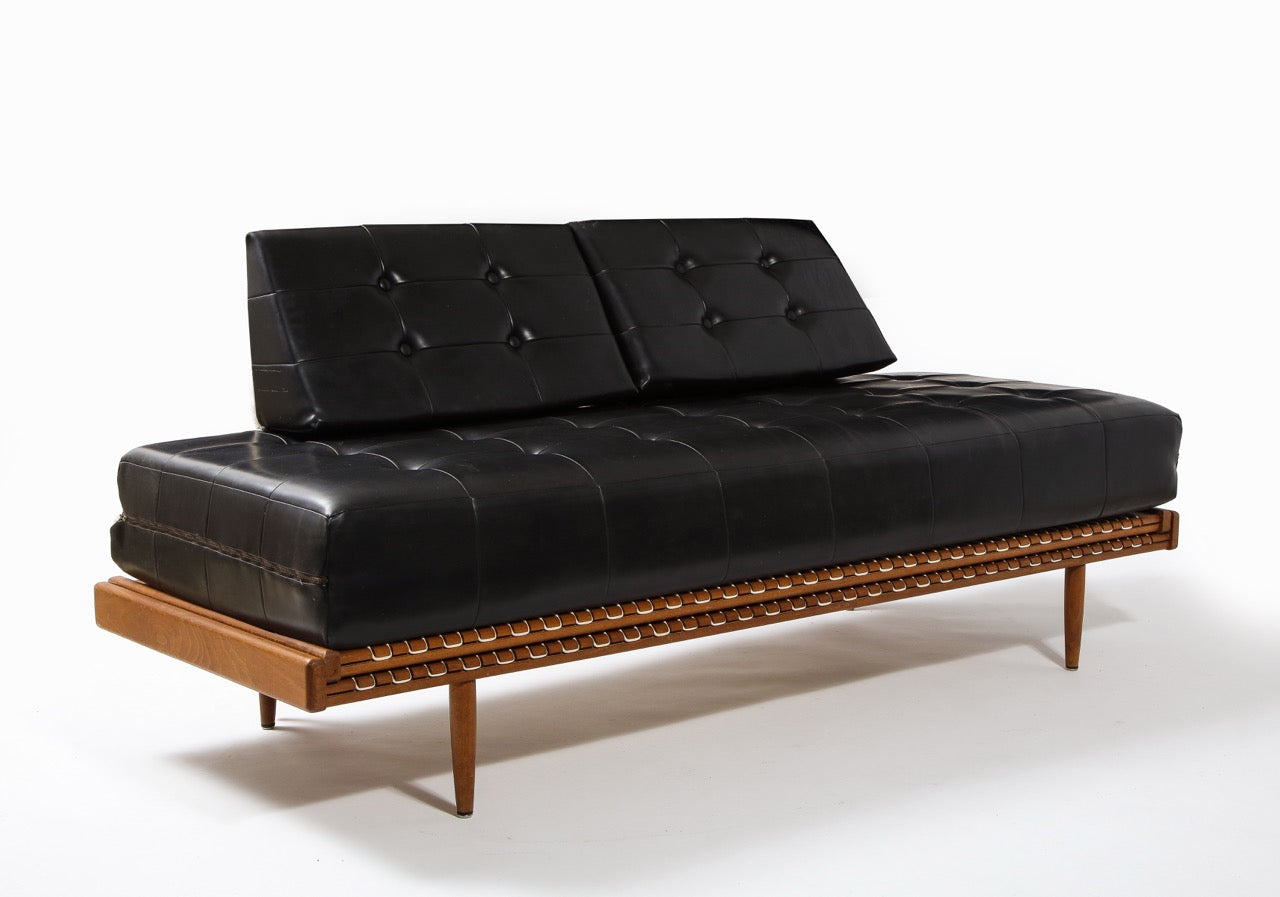 Beech and Cord Sofa/Daybed by Georges Tigien, France 1960's