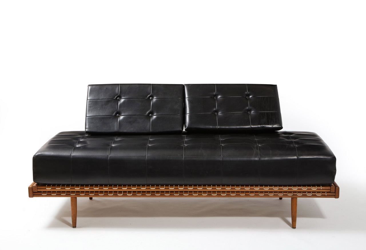 Beech and Cord Sofa/Daybed by Georges Tigien, France 1960's