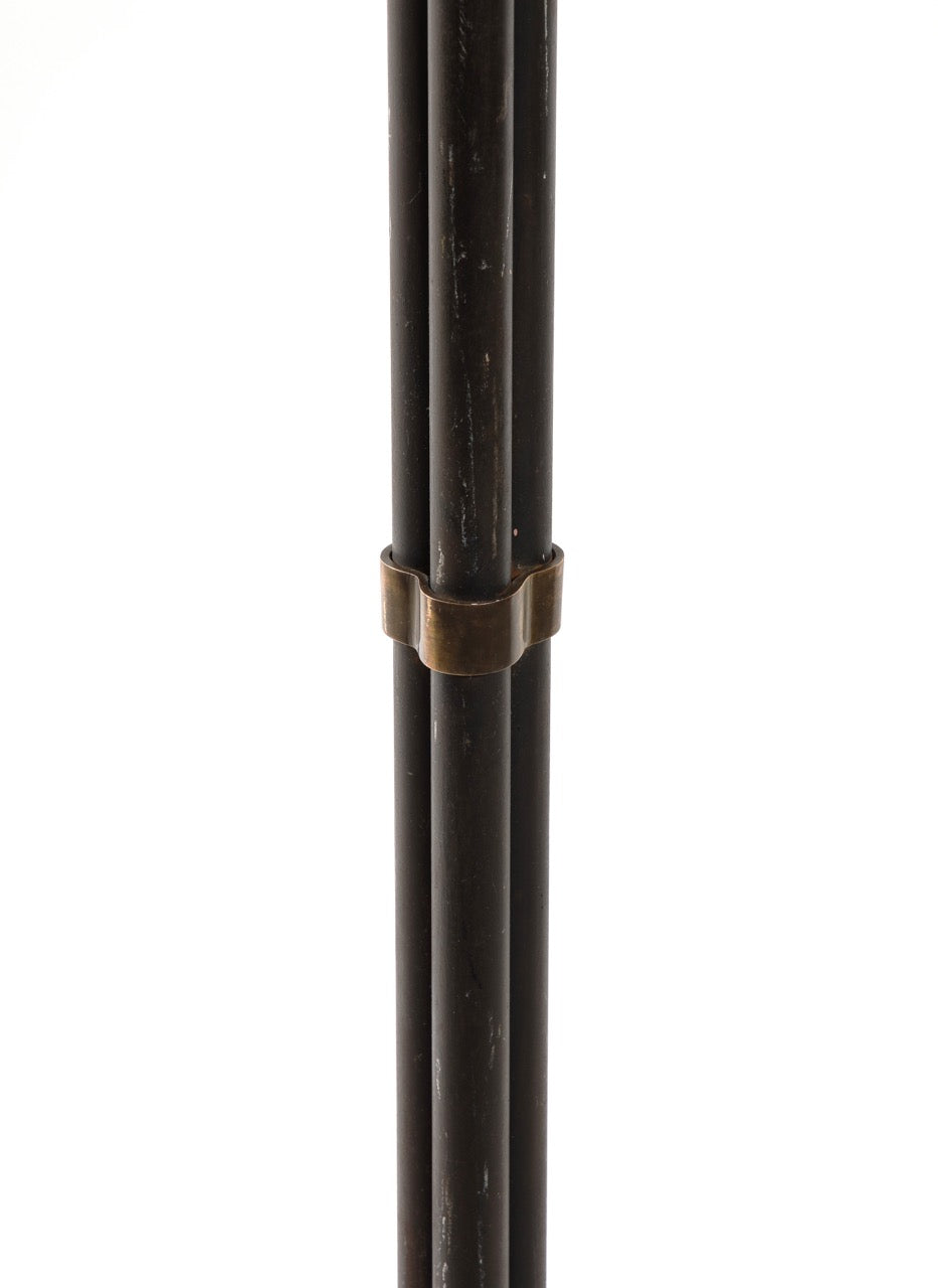 Brutalist Tripod Steel Tube Floor Lamp with Brass Details - France 1970's