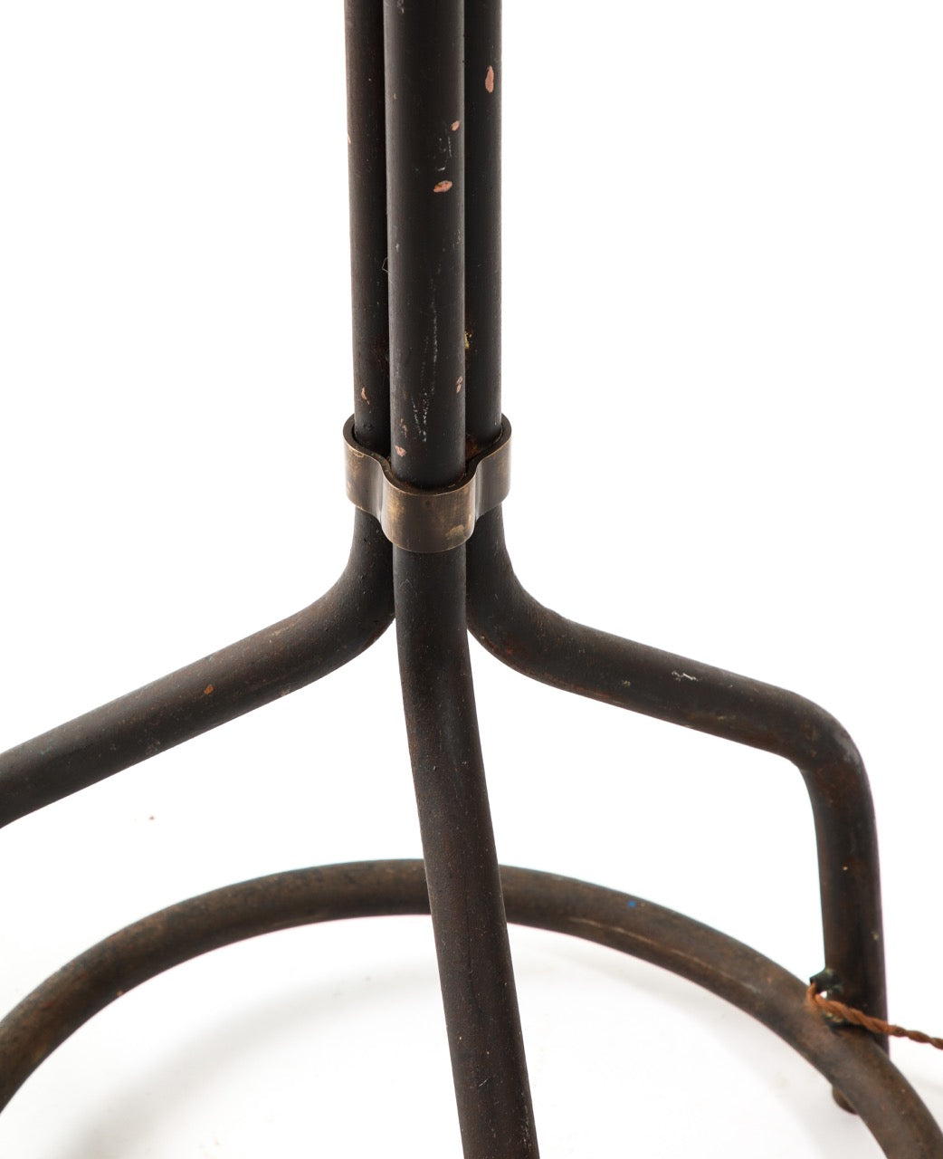 Brutalist Tripod Steel Tube Floor Lamp with Brass Details - France 1970's