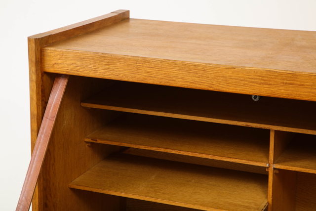 Solid Oak Cabinet and Desk by Guillerme et Chambron, France, 1960's