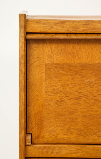 Solid Oak Cabinet and Desk by Guillerme et Chambron, France, 1960's