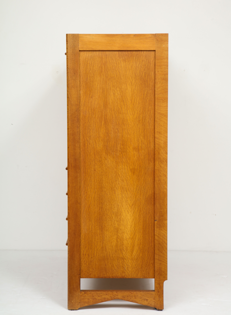 Solid Oak Cabinet and Desk by Guillerme et Chambron, France, 1960's