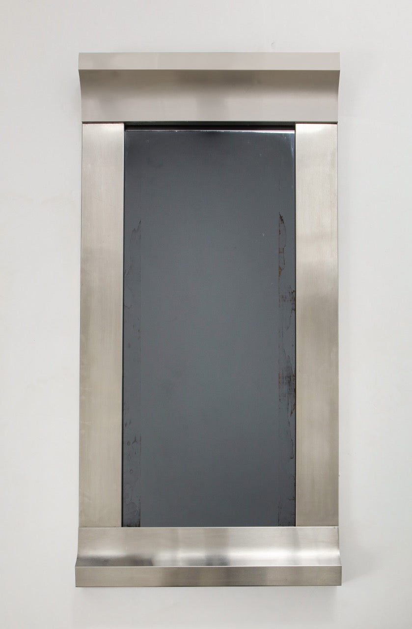 Rare Stainless Steel Graphic Mirror in the Style of Kappa, Italy, 1970s