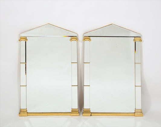 Pair of 1980's French Neoclassical Mirrors with Gilt Accents