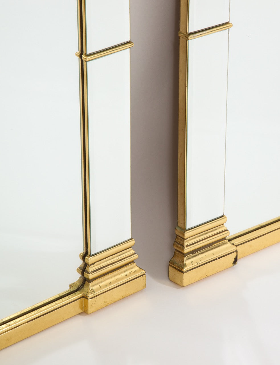 Pair of 1980's French Neoclassical Mirrors with Gilt Accents