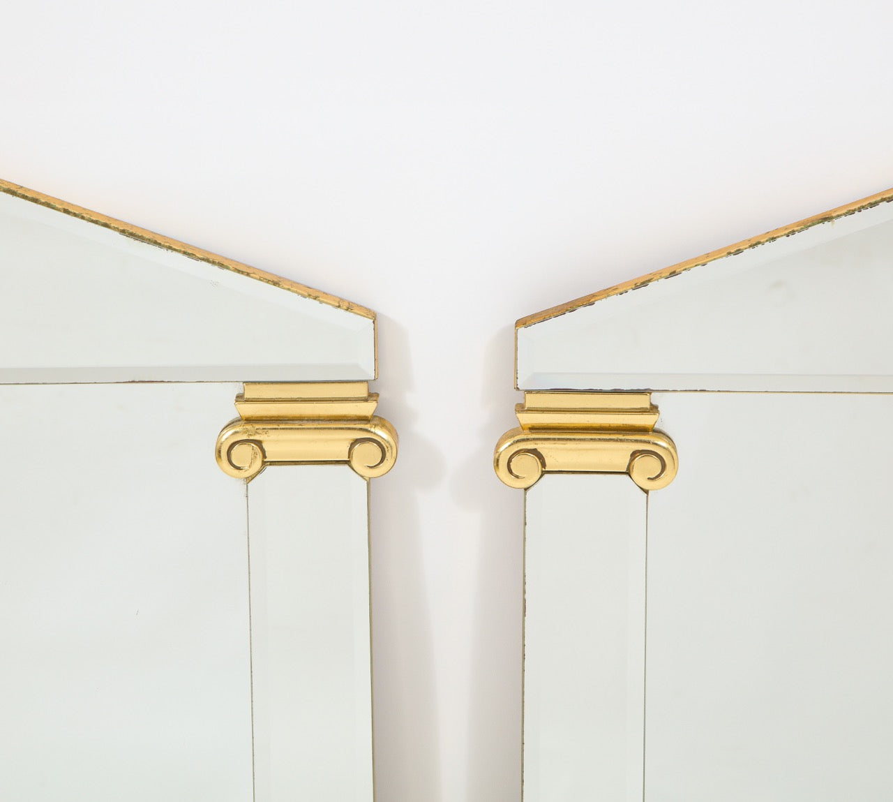 Pair of 1980's French Neoclassical Mirrors with Gilt Accents