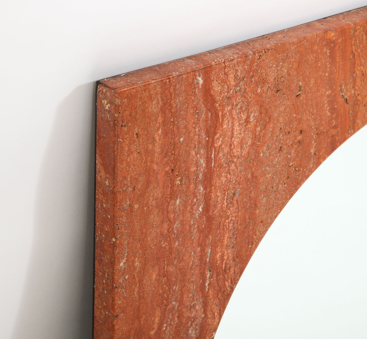 Italian Red Travertine Square Mirror, 1970s