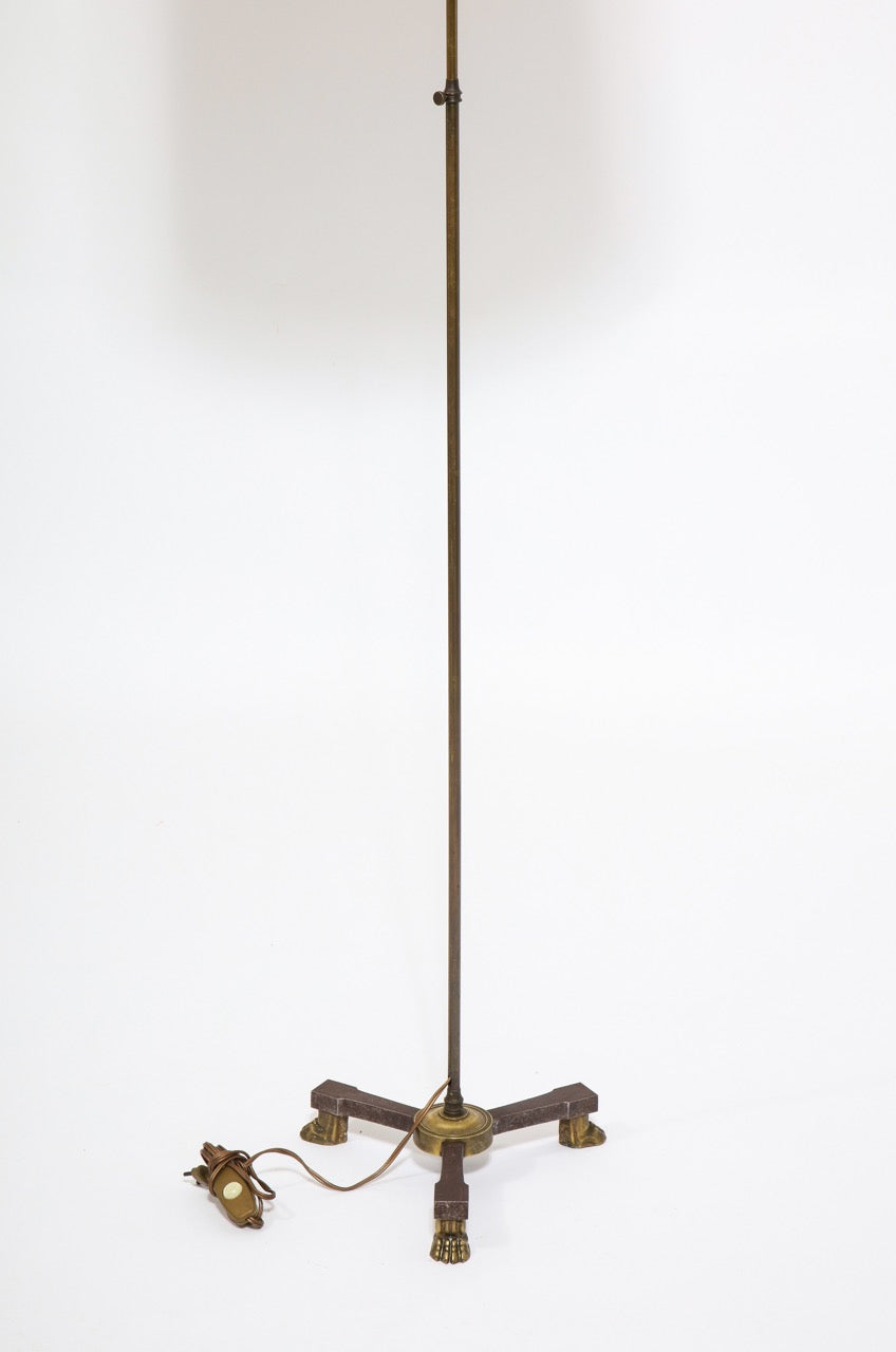 Lion Feet Bronze Neo Classical Floor Lamp Attributed to Arbus, France 1940's