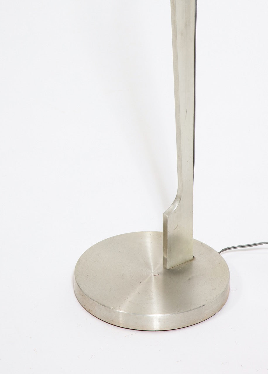 Minimalist Stainless Steel Floor Lamp Attributed to Maison Jansen, France 1970s