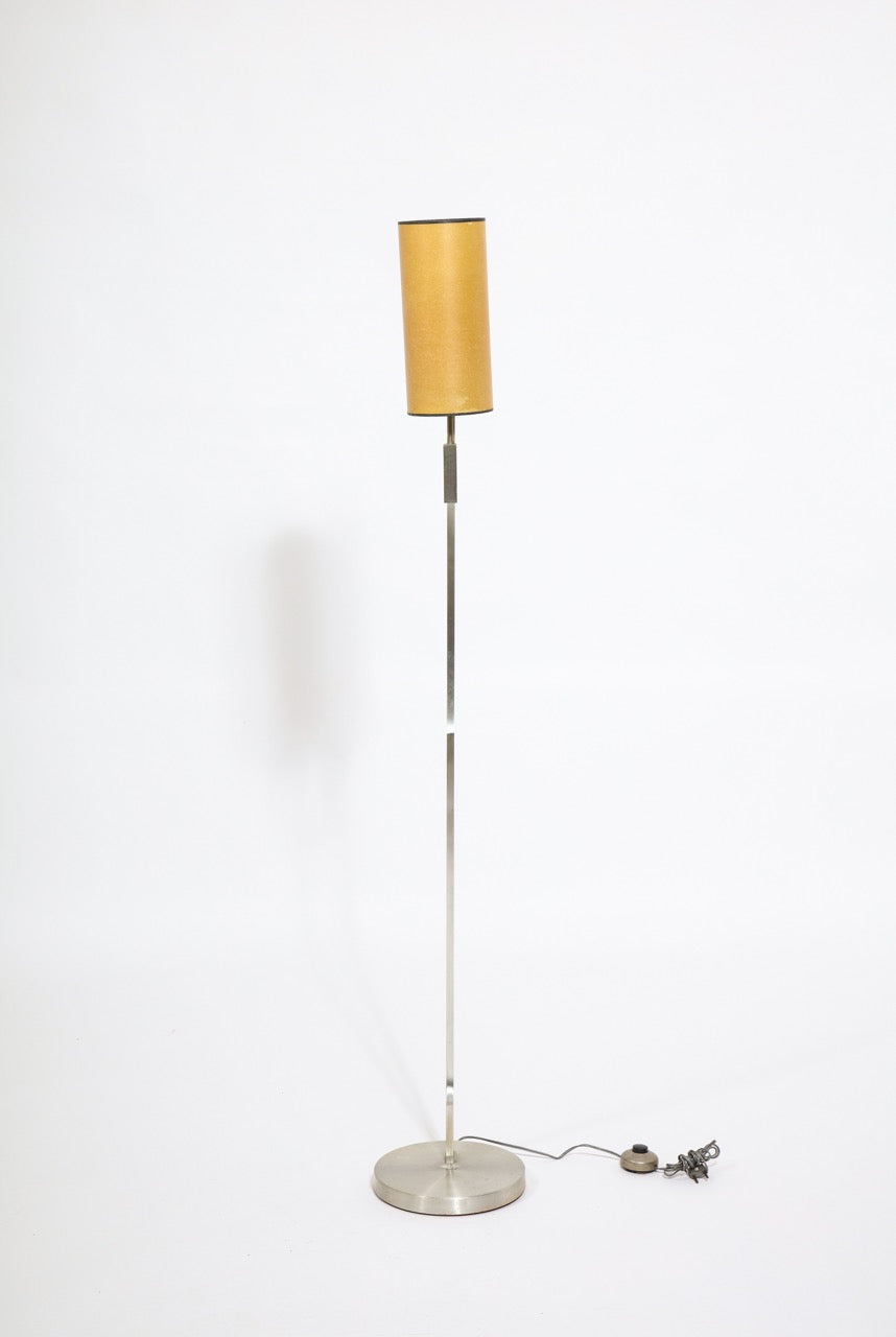 Minimalist Stainless Steel Floor Lamp Attributed to Maison Jansen, France 1970s