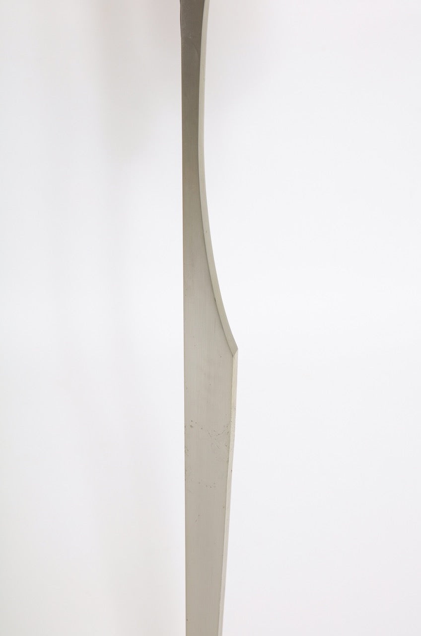 Minimalist Stainless Steel Floor Lamp Attributed to Maison Jansen, France 1970s