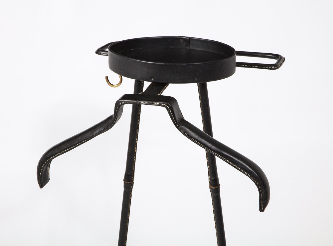 Stitched Leather Valet Stand by Jacques Adnet, France 1960's