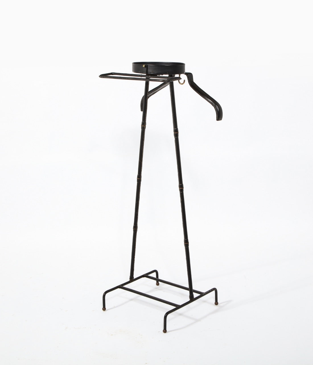 Stitched Leather Valet Stand by Jacques Adnet, France 1960's