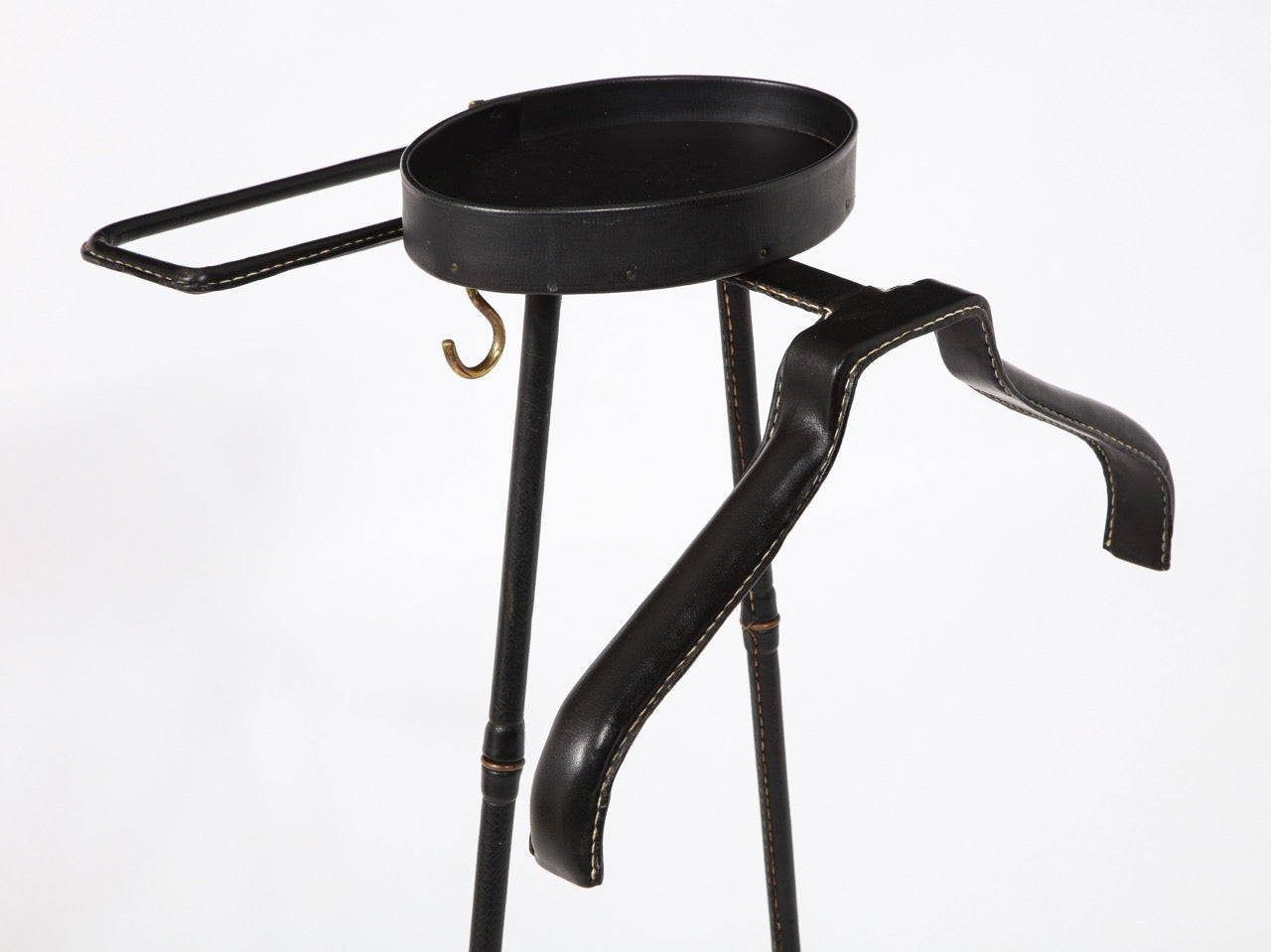 Stitched Leather Valet Stand by Jacques Adnet, France 1960's