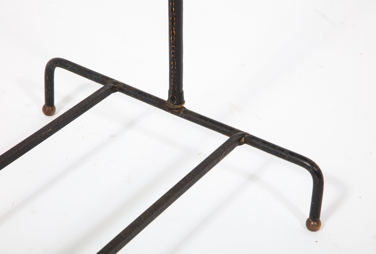 Stitched Leather Valet Stand by Jacques Adnet, France 1960's