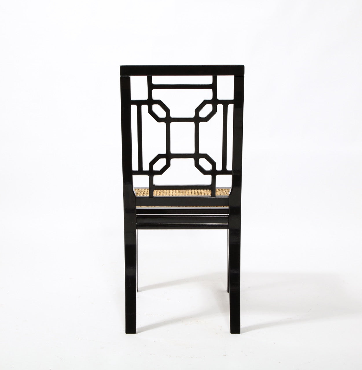 Asian Accents 6 Black Lacquer Wood Canned Chairs by Montina, Italy, 1970's