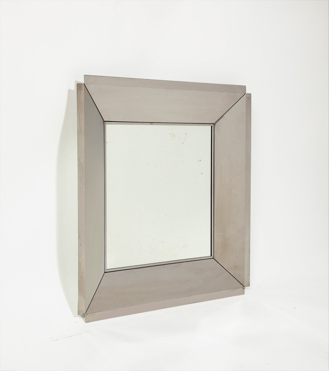 "Caisson" Square Chrome Wall Mirror in the style of Sciolari - Italy 1970's