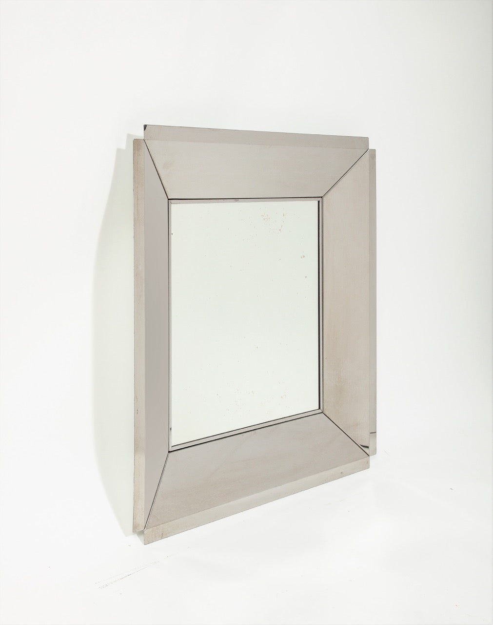 "Caisson" Square Chrome Wall Mirror in the style of Sciolari - Italy 1970's