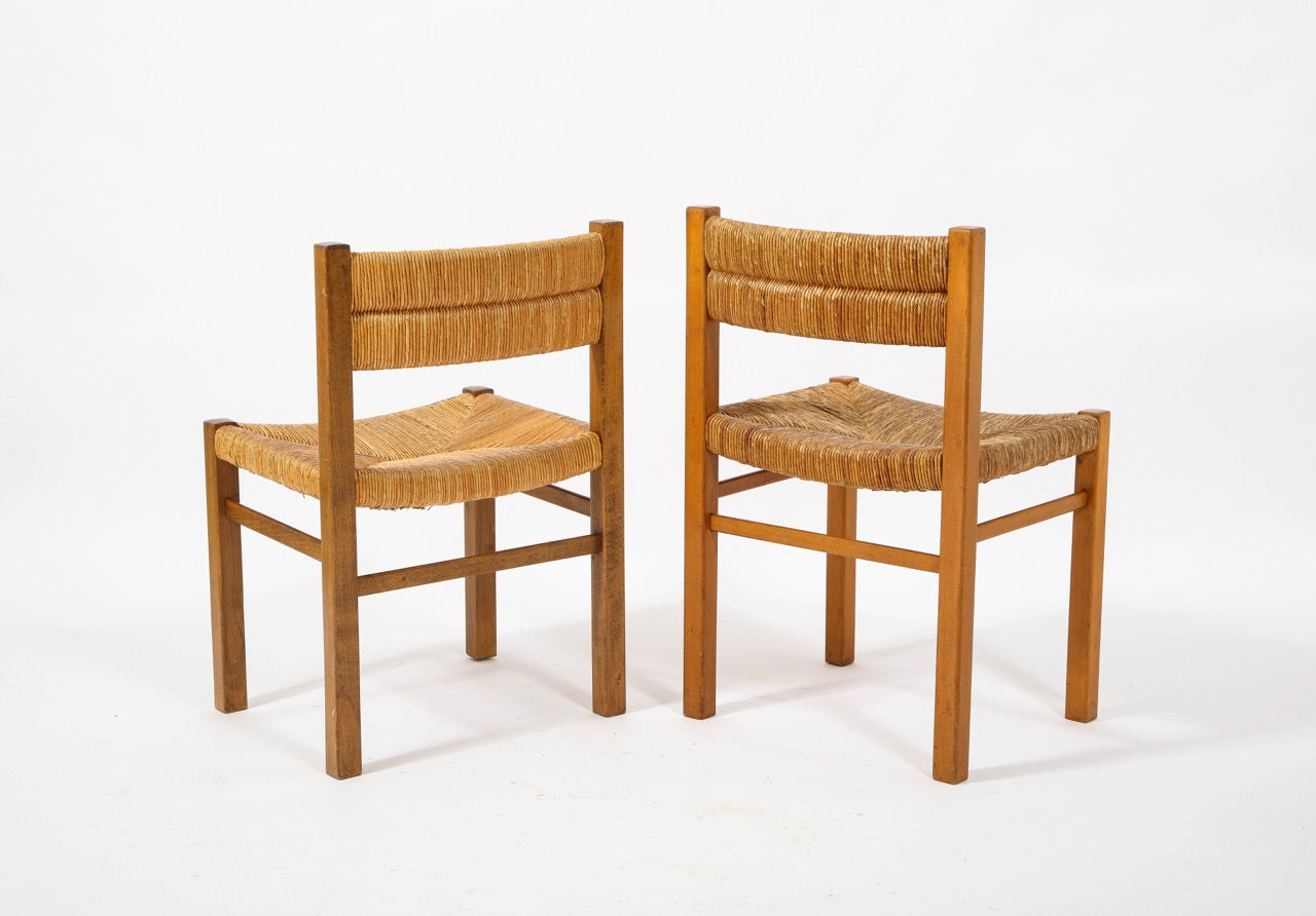 Faux pair of Rush Gautier Delaye Chairs - France 1960's