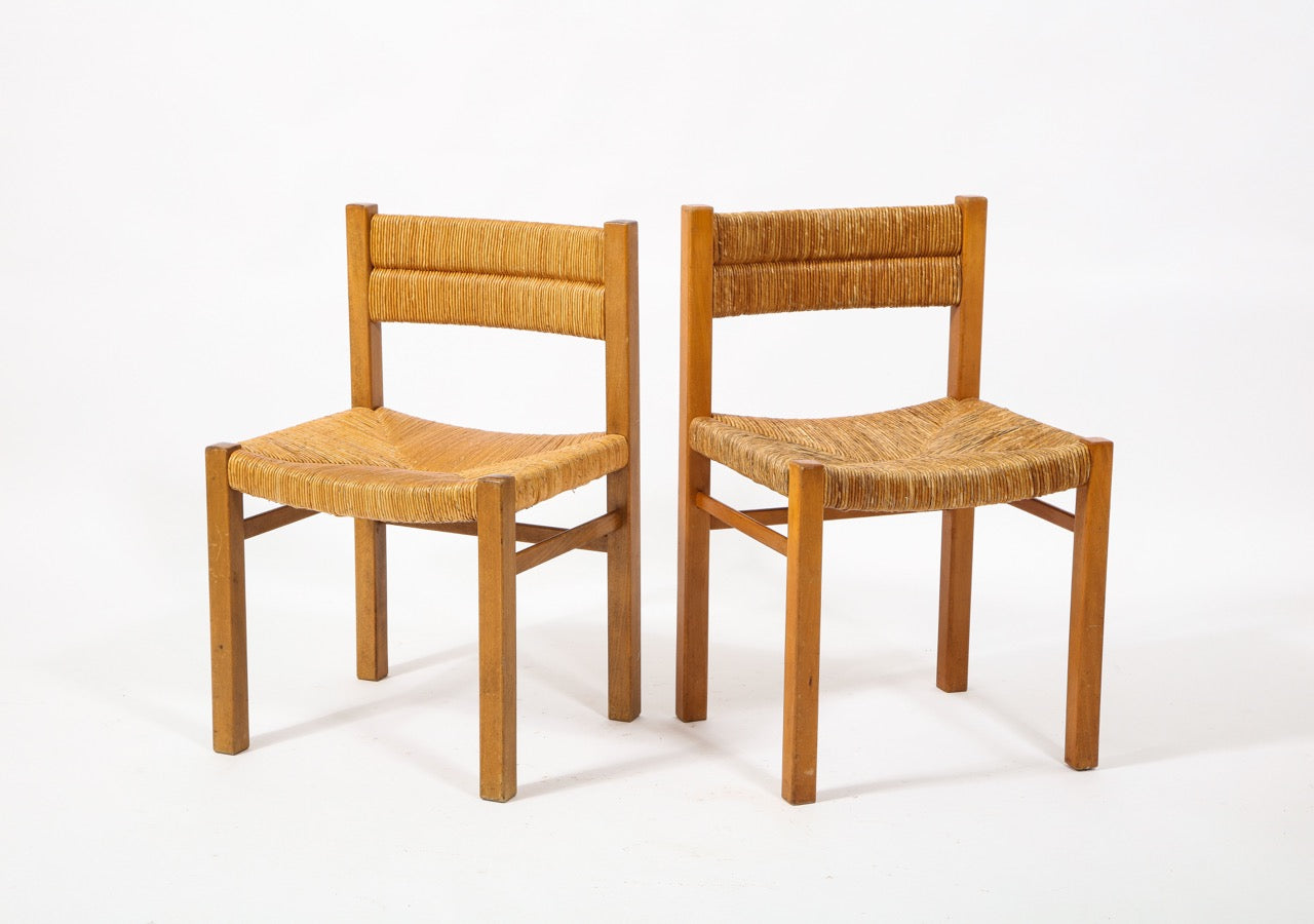 Faux pair of Rush Gautier Delaye Chairs - France 1960's