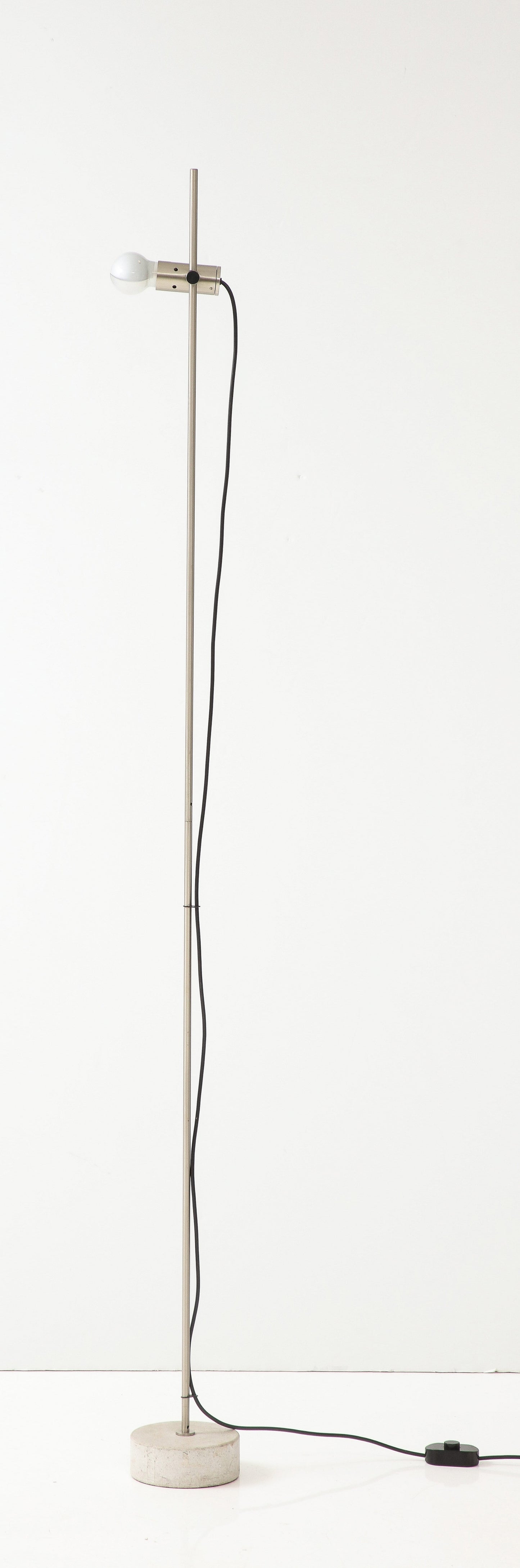 Stainless Steel & Concrete Base Floor Lamp by Tito Agnoli f. Oluce - Italy 1960s