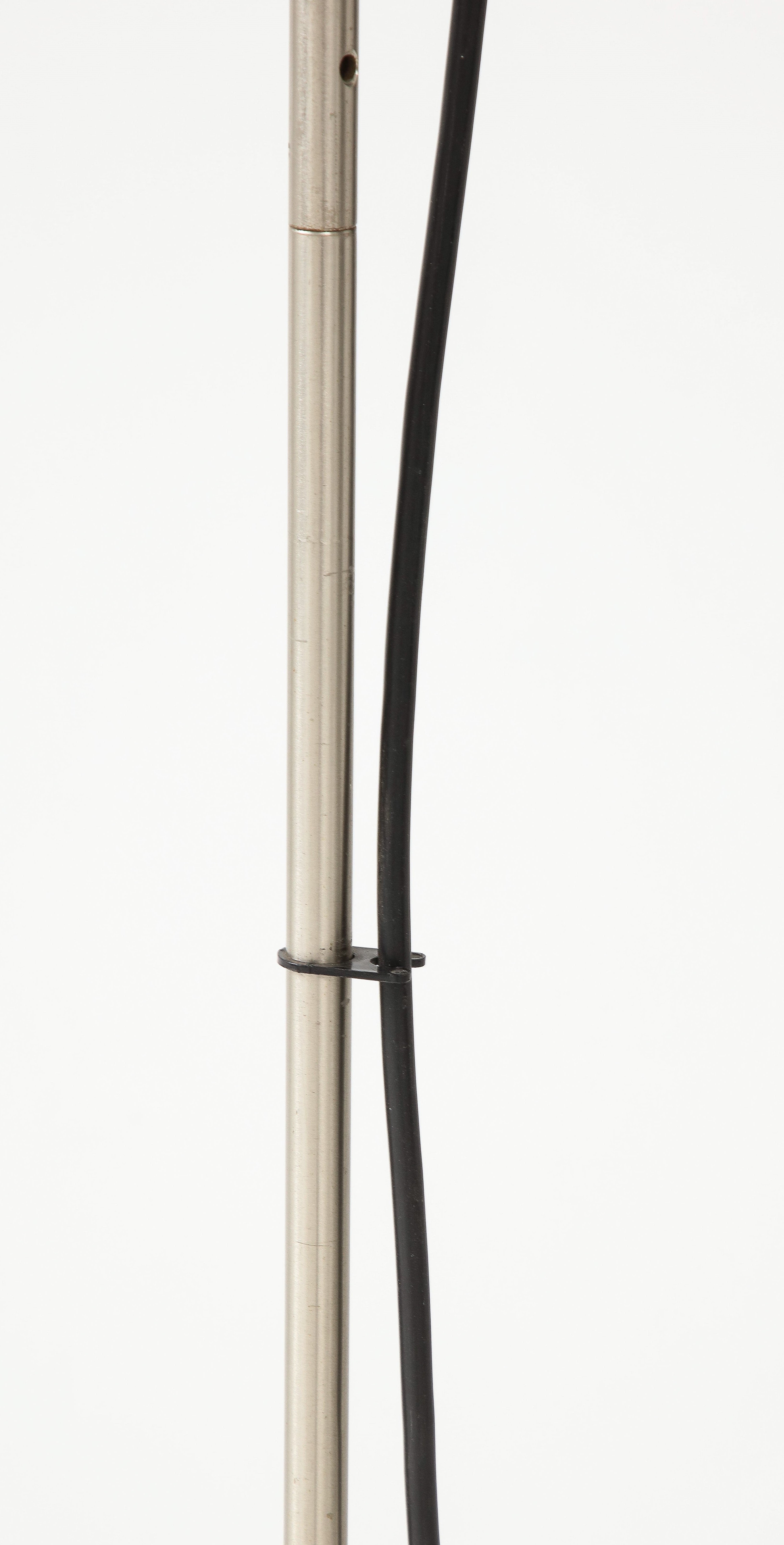 Stainless Steel & Concrete Base Floor Lamp by Tito Agnoli f. Oluce - Italy 1960s