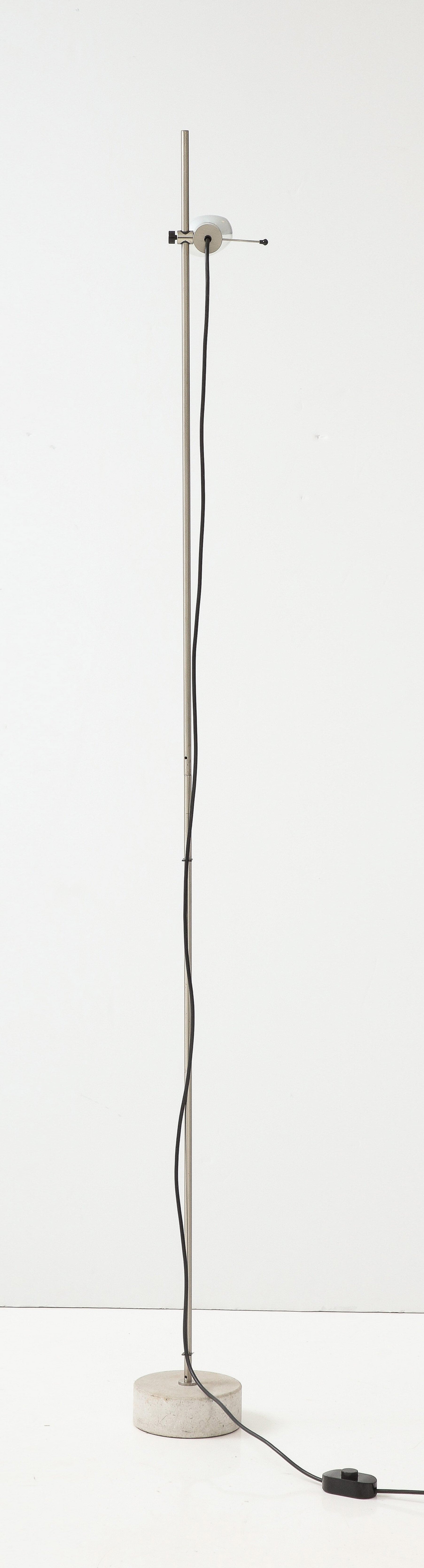 Stainless Steel & Concrete Base Floor Lamp by Tito Agnoli f. Oluce - Italy 1960s