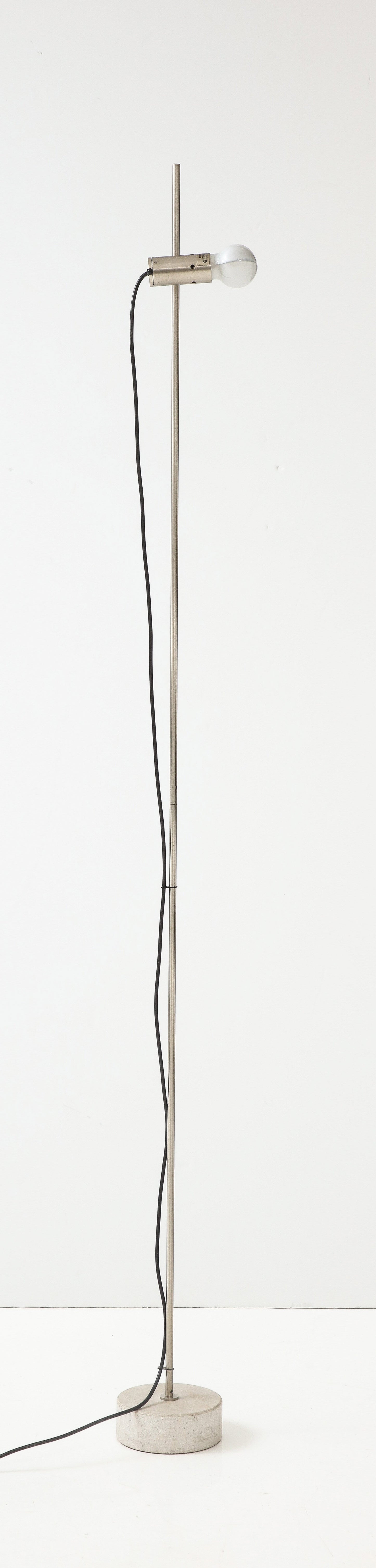 Stainless Steel & Concrete Base Floor Lamp by Tito Agnoli f. Oluce - Italy 1960s