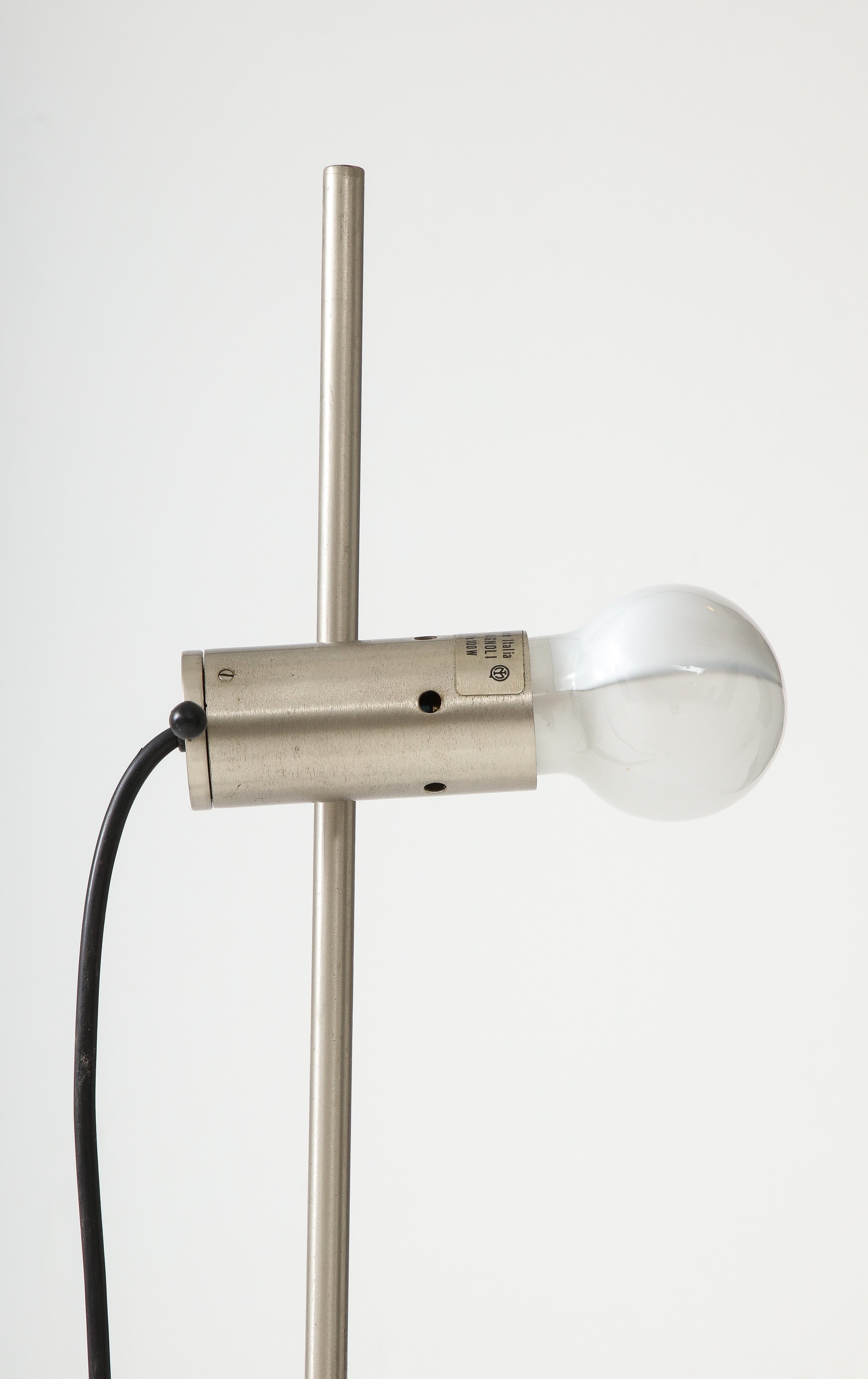 Stainless Steel & Concrete Base Floor Lamp by Tito Agnoli f. Oluce - Italy 1960s