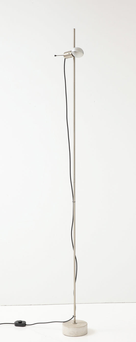 Stainless Steel & Concrete Base Floor Lamp by Tito Agnoli f. Oluce - Italy 1960s