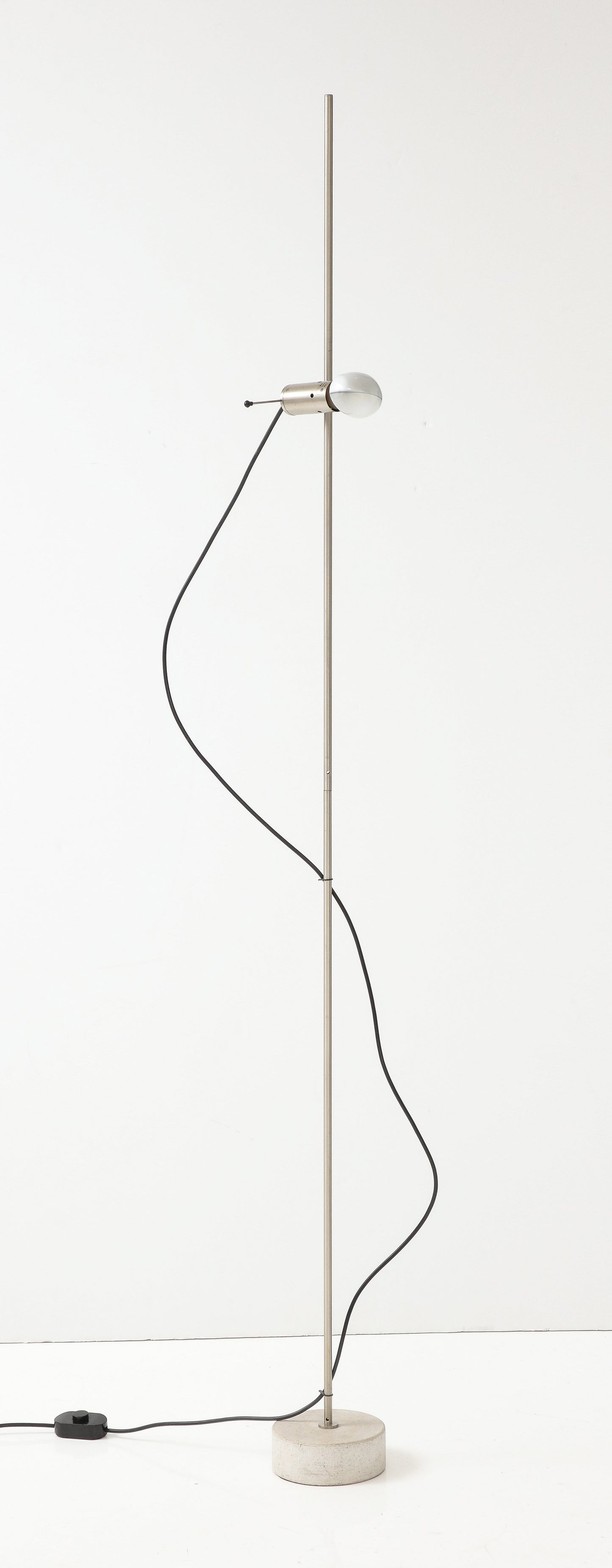 Stainless Steel & Concrete Base Floor Lamp by Tito Agnoli f. Oluce - Italy 1960s