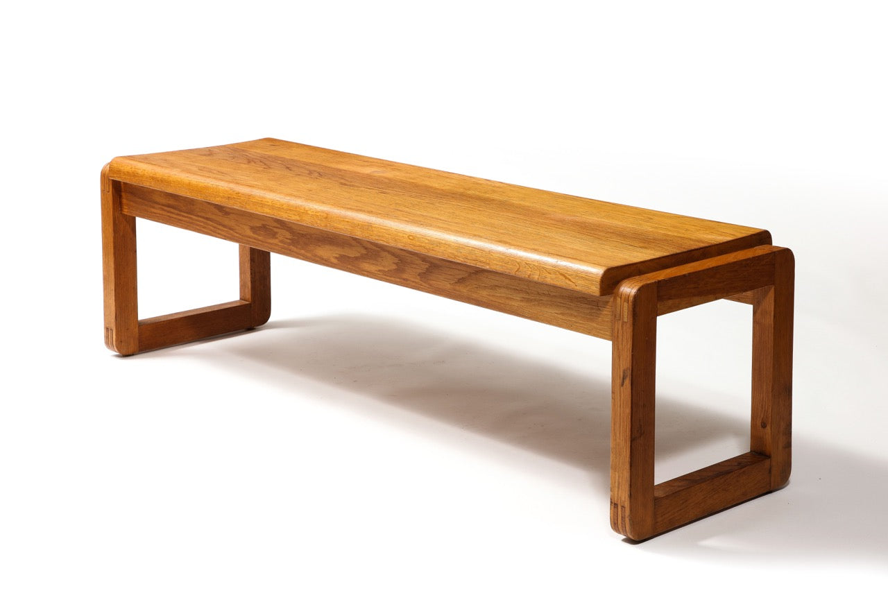 Minimalist Solid Oak Bench in style of Guillerme & Chambron - Netherlands 1970s