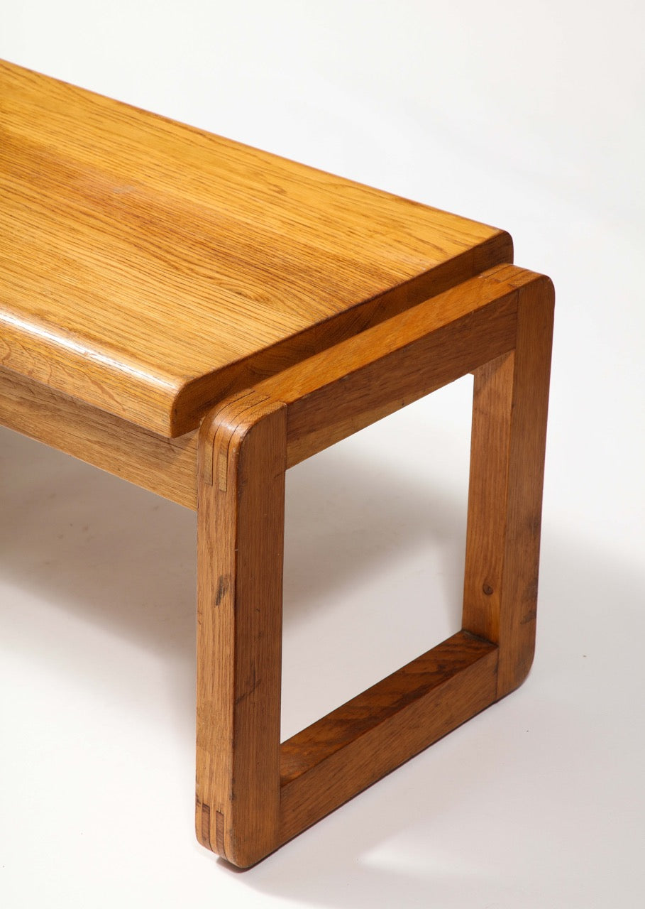 Minimalist Solid Oak Bench in style of Guillerme & Chambron - Netherlands 1970s