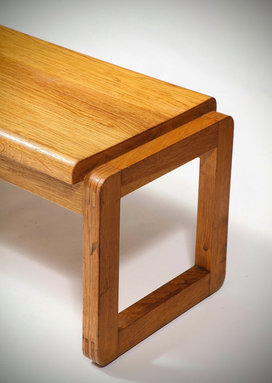 Minimalist Solid Oak Bench in style of Guillerme & Chambron - Netherlands 1970s