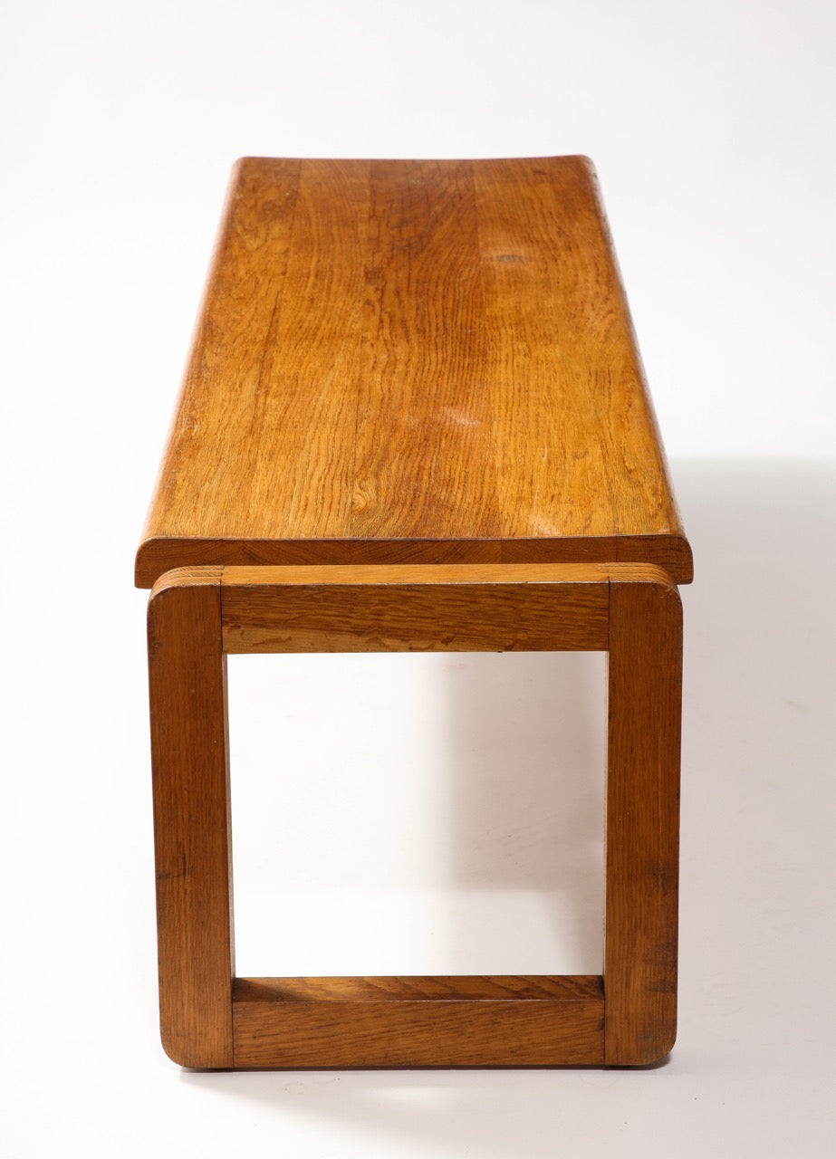 Minimalist Solid Oak Bench in style of Guillerme & Chambron - Netherlands 1970s