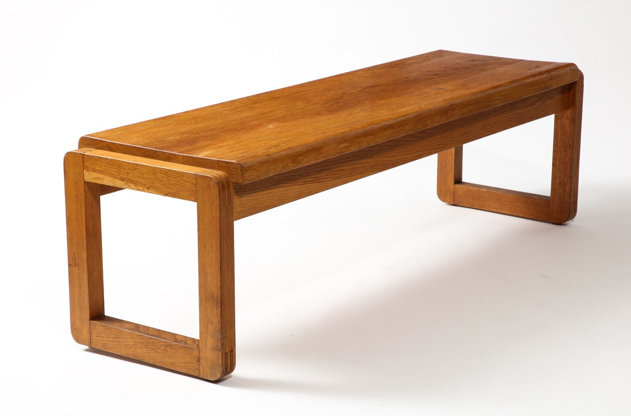 Minimalist Solid Oak Bench in style of Guillerme & Chambron - Netherlands 1970s