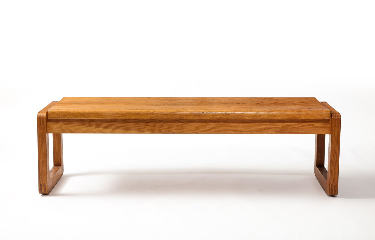 Minimalist Solid Oak Bench in style of Guillerme & Chambron - Netherlands 1970s