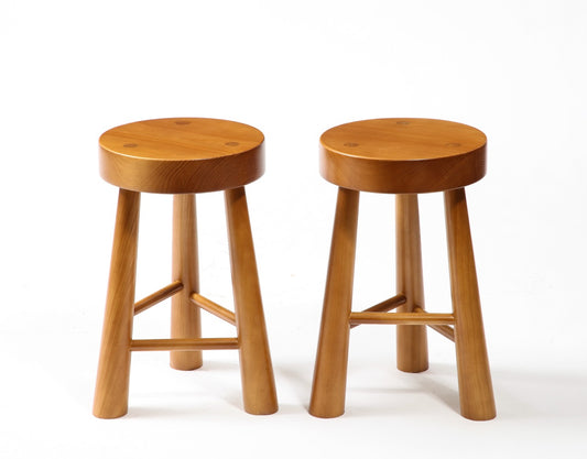 Pair of Amarante Solid Pinewood Stools