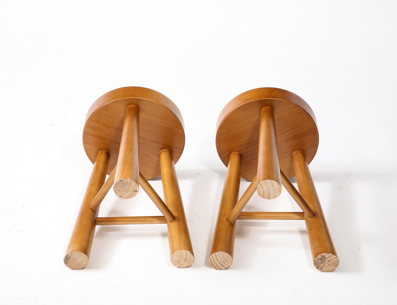 Pair of Amarante Solid Pinewood Stools