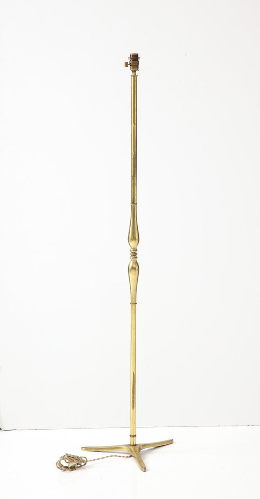 Tripod Gilt Bronze Floor Lamp Att. Riccardo Scarpa - Italy 1950s